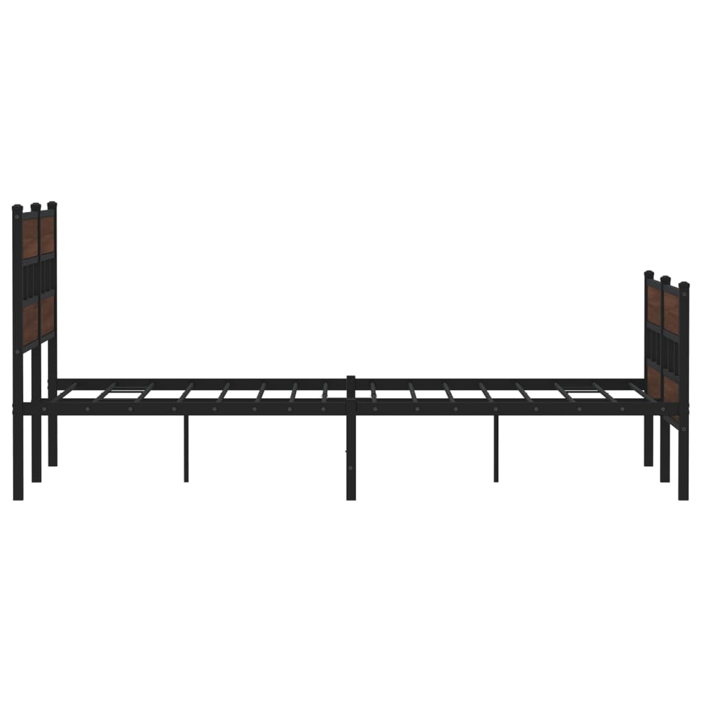 vidaXL Metal Bed Frame without Mattress Brown Oak 150x200 cm King Size