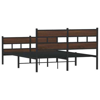 vidaXL Metal Bed Frame without Mattress Brown Oak 150x200 cm King Size