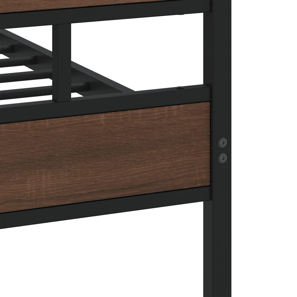 vidaXL Metal Bed Frame without Mattress Brown Oak 150x200 cm King Size