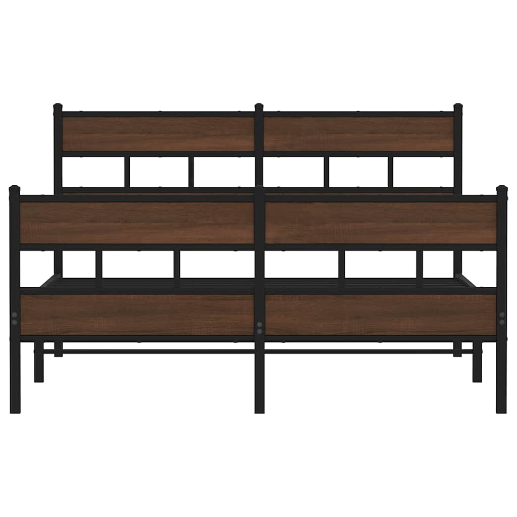 vidaXL Metal Bed Frame without Mattress Brown Oak 160x200 cm