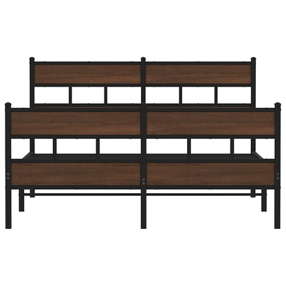 vidaXL Metal Bed Frame without Mattress Brown Oak 160x200 cm