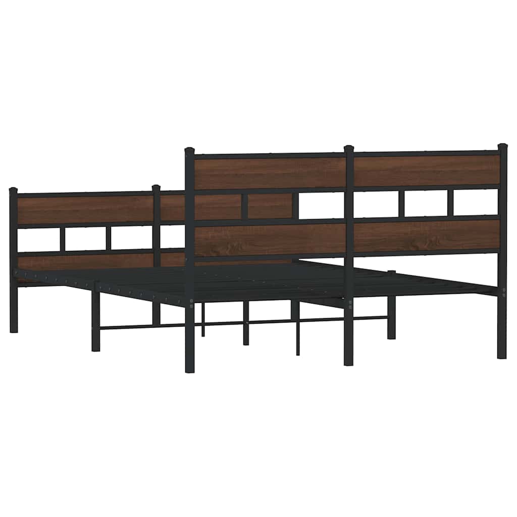 vidaXL Metal Bed Frame without Mattress Brown Oak 160x200 cm