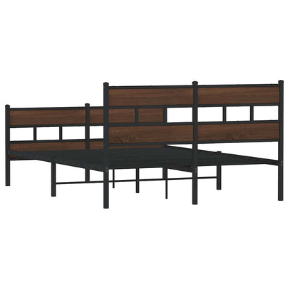vidaXL Metal Bed Frame without Mattress Brown Oak 160x200 cm