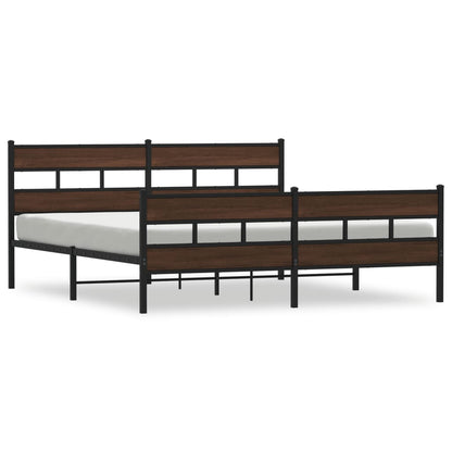 vidaXL Metal Bed Frame without Mattress Brown Oak 180x200 cm Super King