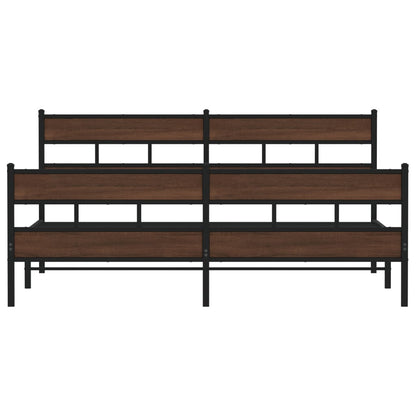vidaXL Metal Bed Frame without Mattress Brown Oak 180x200 cm Super King
