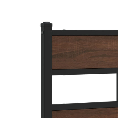 vidaXL Metal Bed Frame without Mattress Brown Oak 180x200 cm Super King