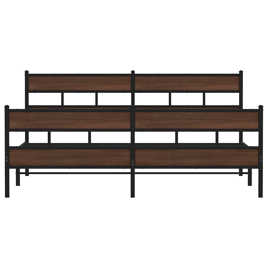 vidaXL Metal Bed Frame without Mattress Brown Oak 183x213 cm