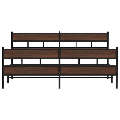 vidaXL Metal Bed Frame without Mattress Brown Oak 183x213 cm