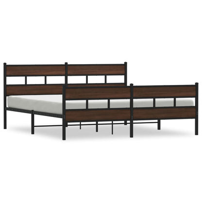 vidaXL Metal Bed Frame without Mattress Brown Oak 193x203 cm