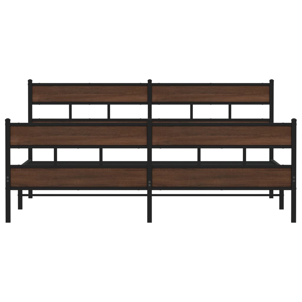 vidaXL Metal Bed Frame without Mattress Brown Oak 193x203 cm