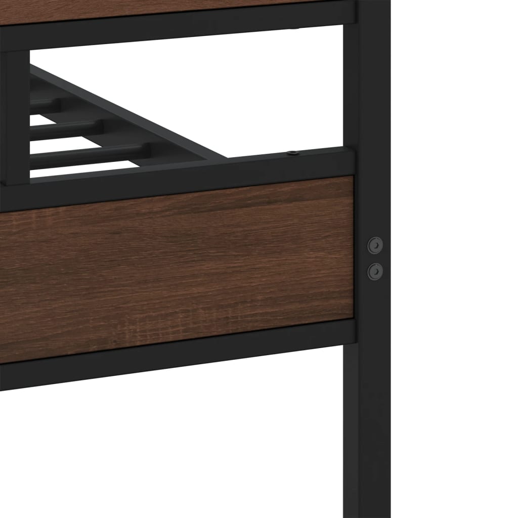 vidaXL Metal Bed Frame without Mattress Brown Oak 193x203 cm