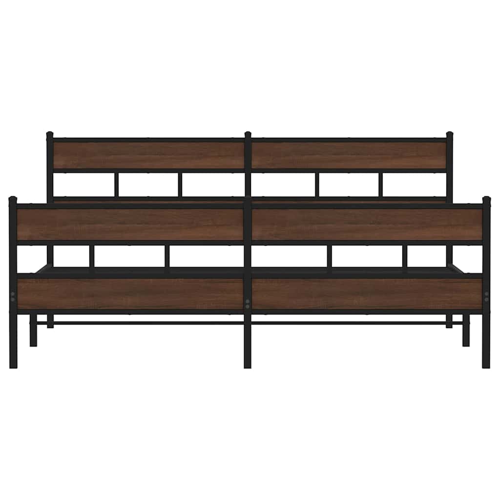vidaXL Metal Bed Frame without Mattress Brown Oak 200x200 cm