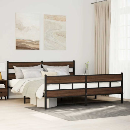 vidaXL Metal Bed Frame without Mattress Brown Oak 200x200 cm