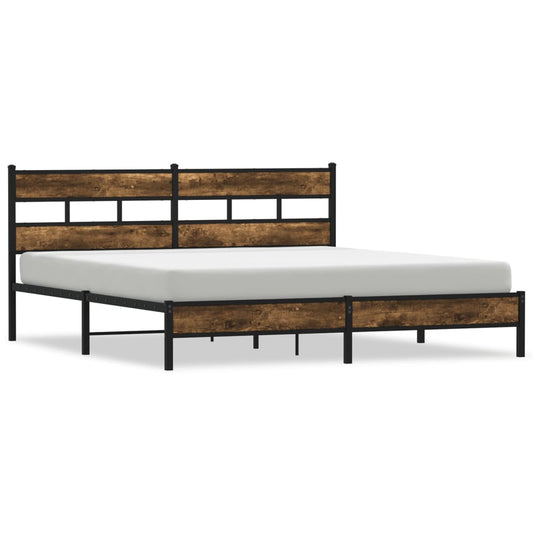 vidaXL Metal Bed Frame without Mattress Smoked Oak 183x213 cm
