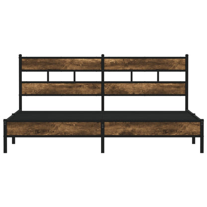 vidaXL Metal Bed Frame without Mattress Smoked Oak 183x213 cm