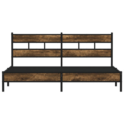 vidaXL Metal Bed Frame without Mattress Smoked Oak 193x203 cm
