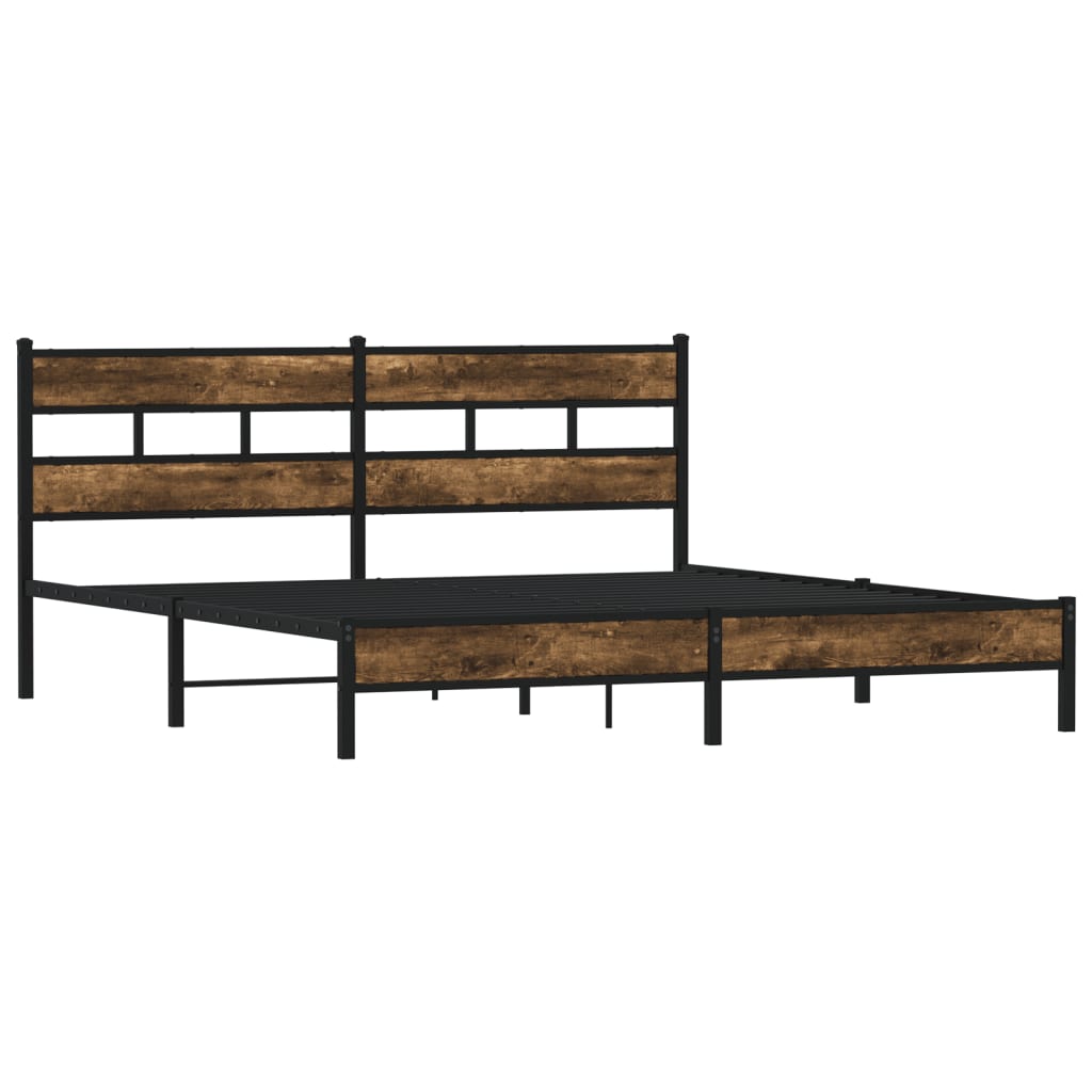 vidaXL Metal Bed Frame without Mattress Smoked Oak 200x200 cm