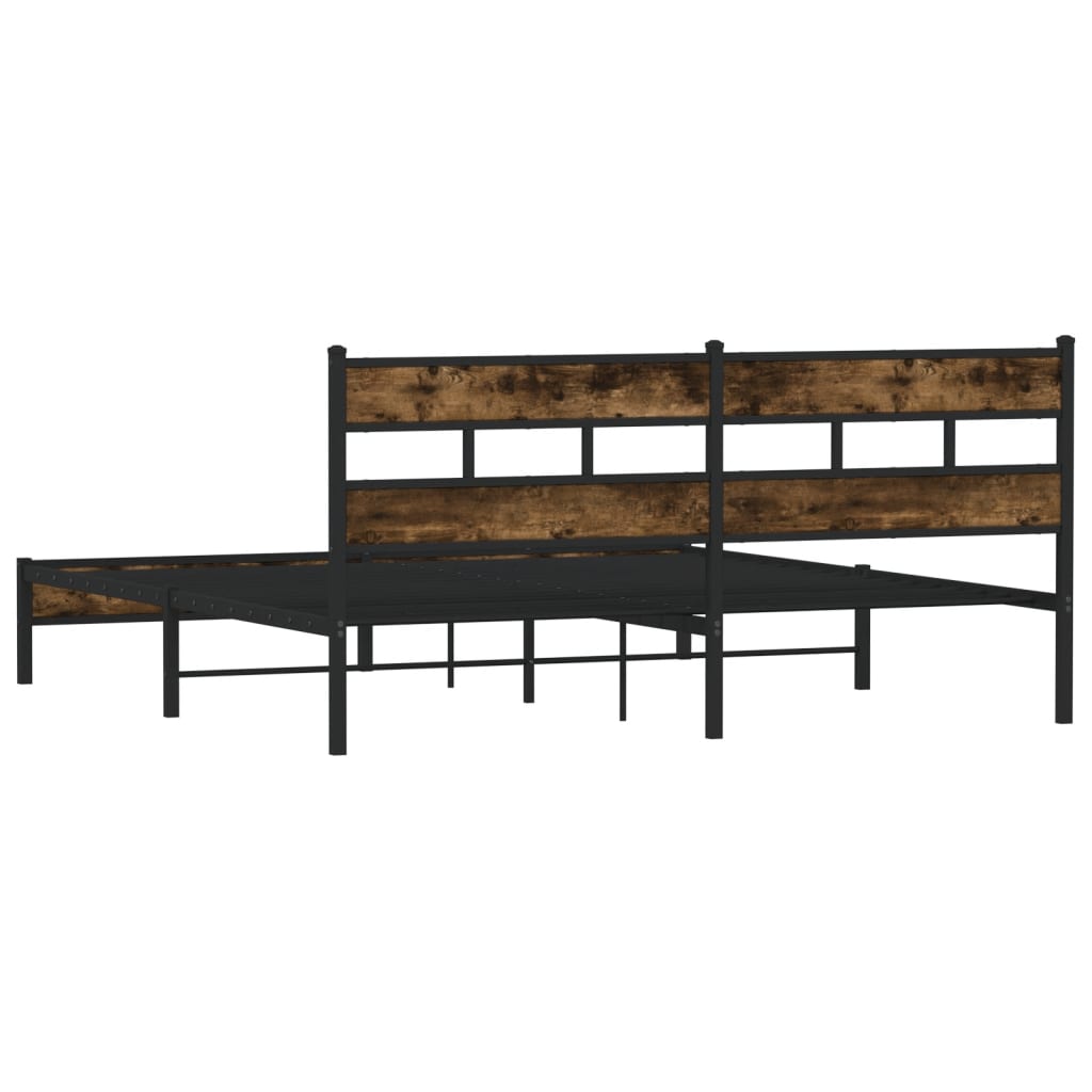 vidaXL Metal Bed Frame without Mattress Smoked Oak 200x200 cm