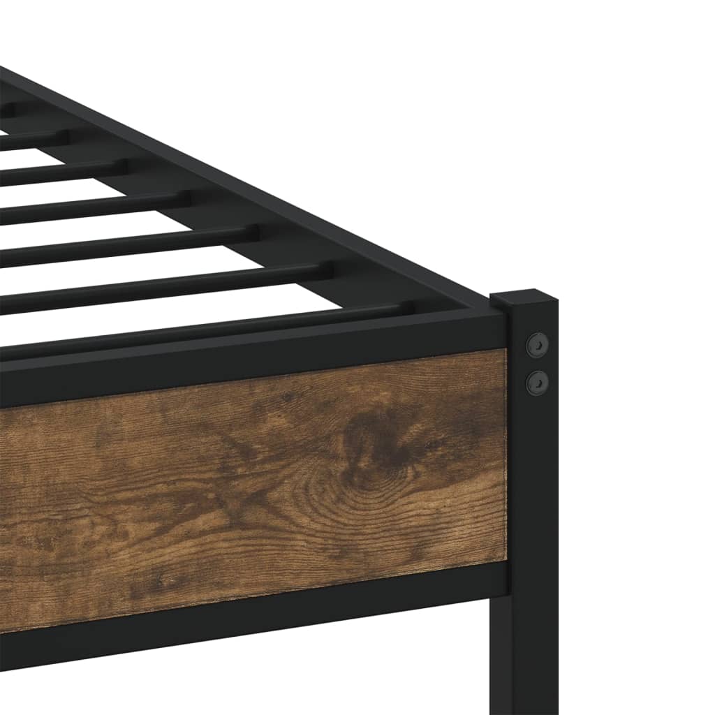vidaXL Metal Bed Frame without Mattress Smoked Oak 200x200 cm