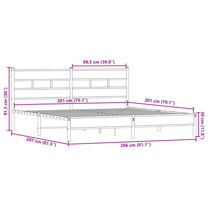 vidaXL Metal Bed Frame without Mattress Smoked Oak 200x200 cm