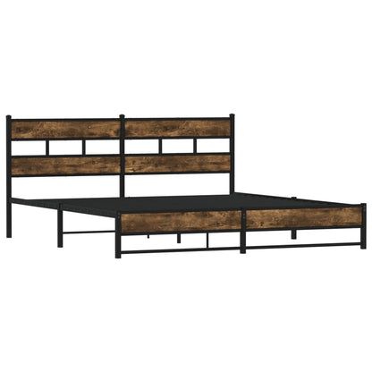 vidaXL Metal Bed Frame without Mattress Smoked Oak 193x203 cm