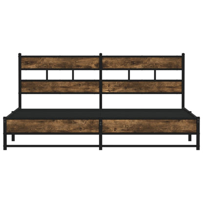 vidaXL Metal Bed Frame without Mattress Smoked Oak 193x203 cm