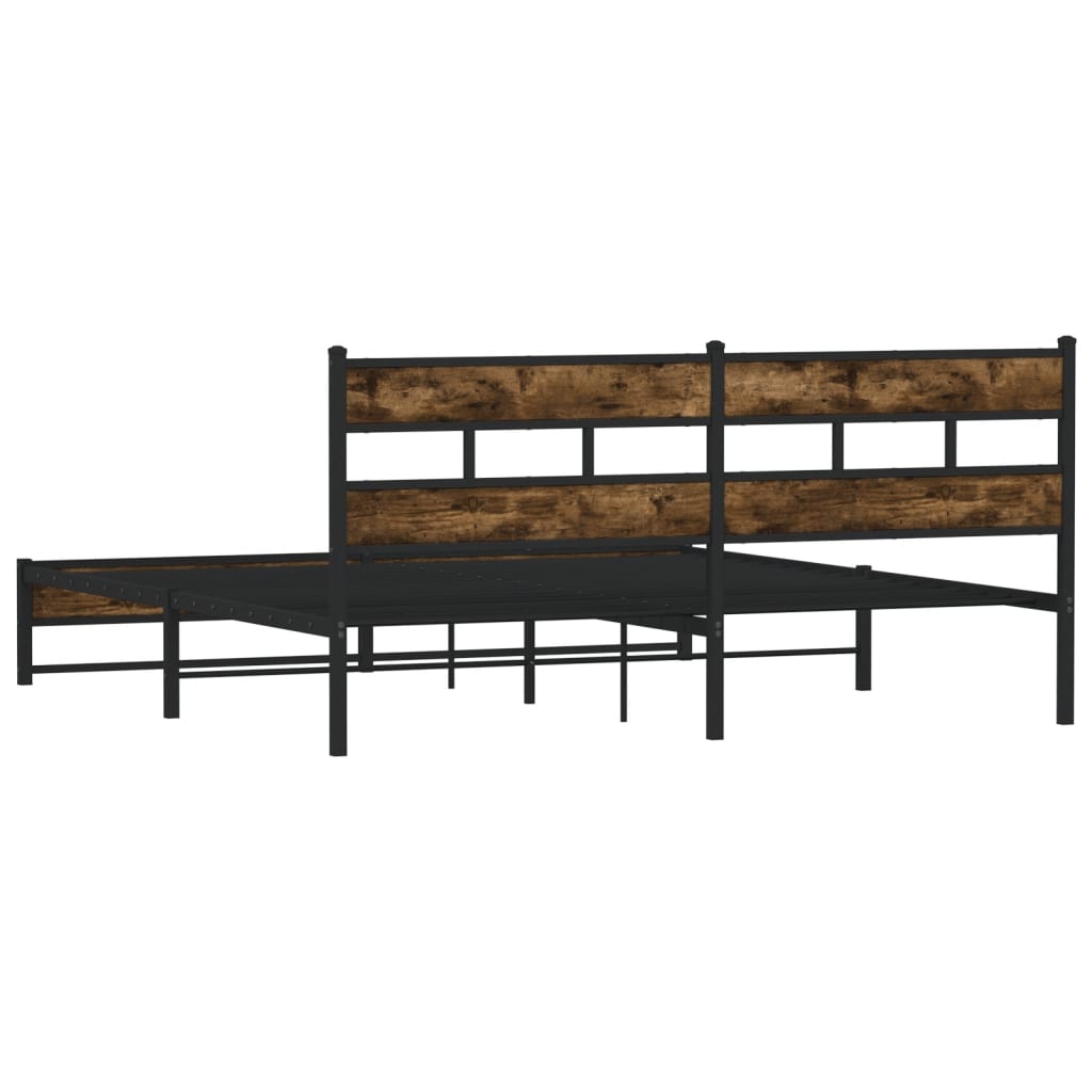 vidaXL Metal Bed Frame without Mattress Smoked Oak 193x203 cm