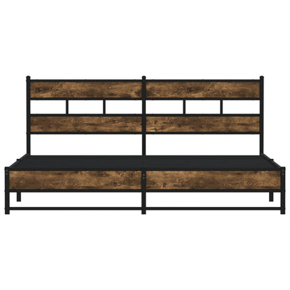 vidaXL Metal Bed Frame without Mattress Smoked Oak 200x200 cm