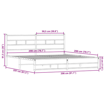 vidaXL Metal Bed Frame without Mattress Smoked Oak 200x200 cm
