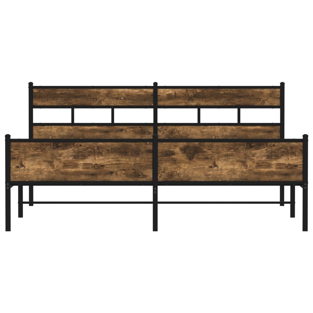 vidaXL Metal Bed Frame without Mattress Smoked Oak 183x213 cm