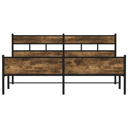 vidaXL Metal Bed Frame without Mattress Smoked Oak 183x213 cm