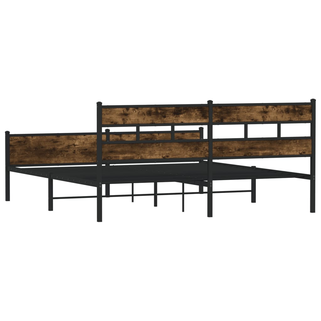 vidaXL Metal Bed Frame without Mattress Smoked Oak 183x213 cm