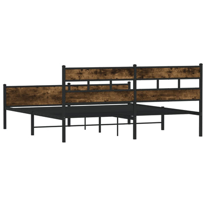 vidaXL Metal Bed Frame without Mattress Smoked Oak 183x213 cm