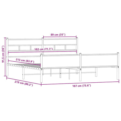 vidaXL Metal Bed Frame without Mattress Smoked Oak 183x213 cm