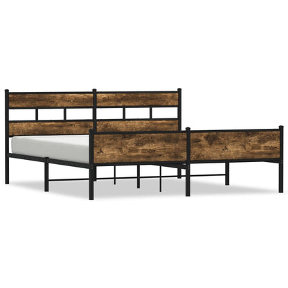 vidaXL Metal Bed Frame without Mattress Smoked Oak 193x203 cm