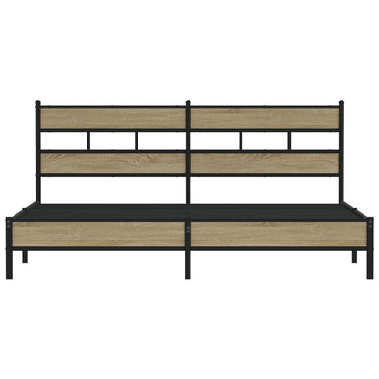 vidaXL Metal Bed Frame without Mattress Sonoma Oak 180x200 cm Super King