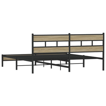 vidaXL Metal Bed Frame without Mattress Sonoma Oak 180x200 cm Super King
