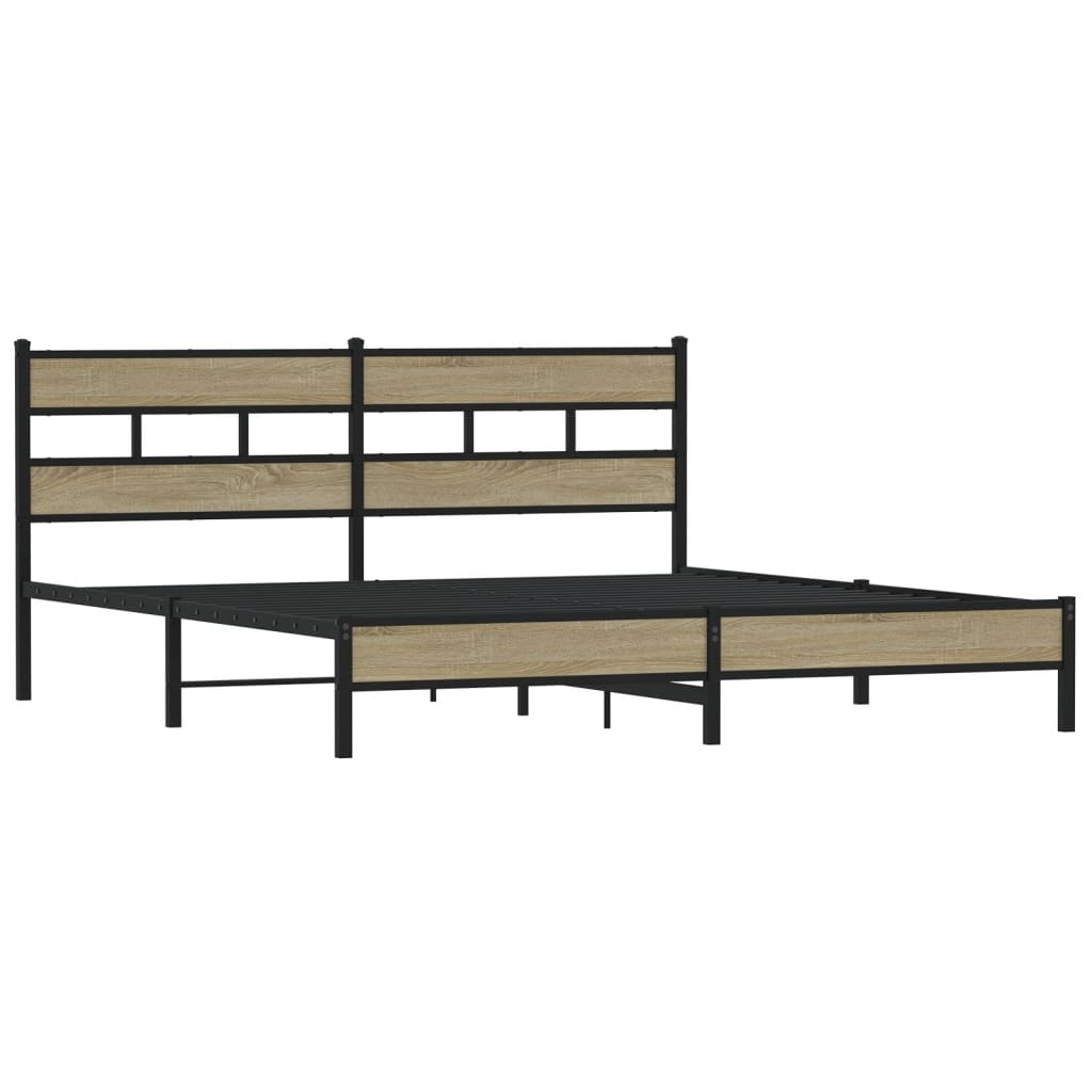 vidaXL Metal Bed Frame without Mattress Sonoma Oak 183x213 cm