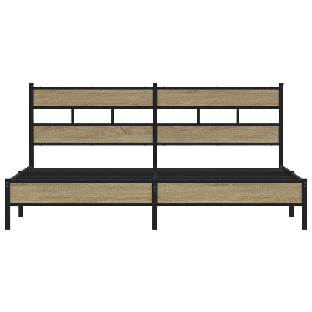 vidaXL Metal Bed Frame without Mattress Sonoma Oak 183x213 cm