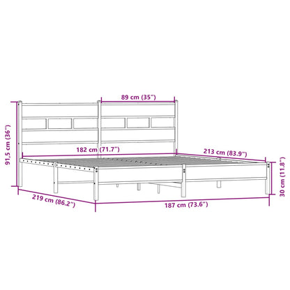vidaXL Metal Bed Frame without Mattress Sonoma Oak 183x213 cm