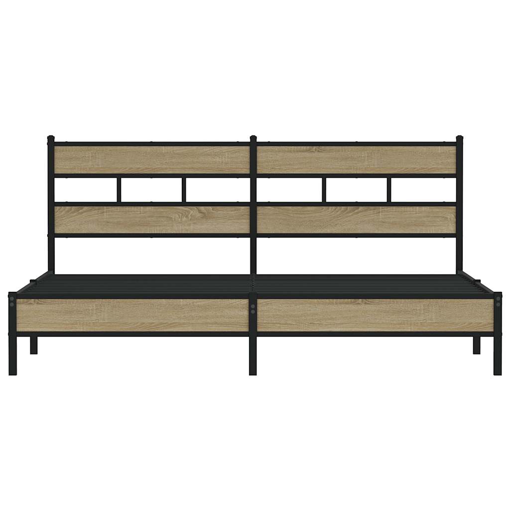 vidaXL Metal Bed Frame without Mattress Sonoma Oak 193x203 cm