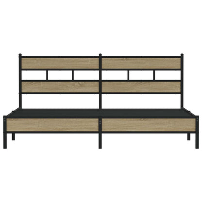 vidaXL Metal Bed Frame without Mattress Sonoma Oak 193x203 cm