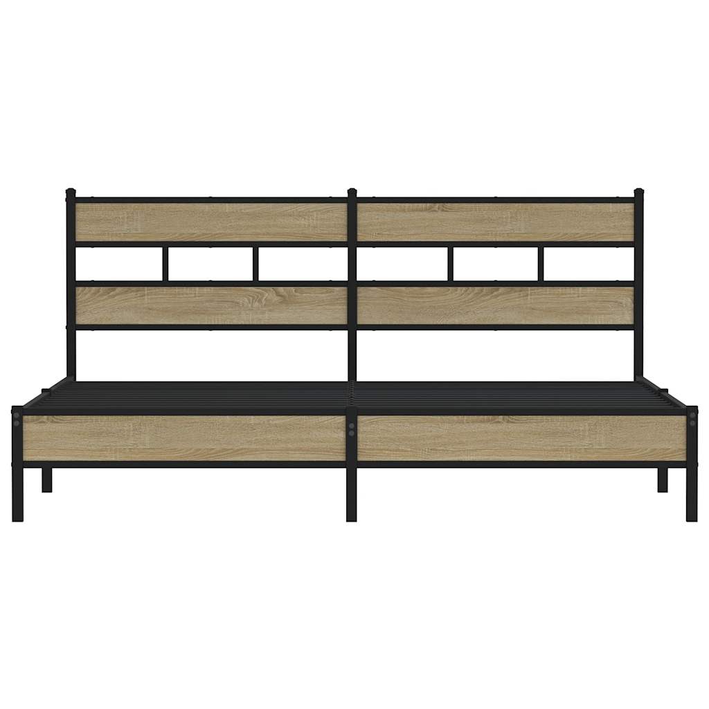 vidaXL Metal Bed Frame without Mattress Sonoma Oak 200x200 cm