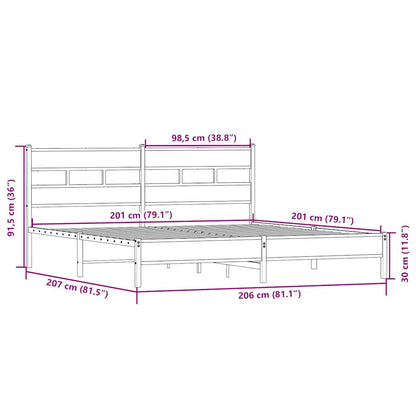 vidaXL Metal Bed Frame without Mattress Sonoma Oak 200x200 cm