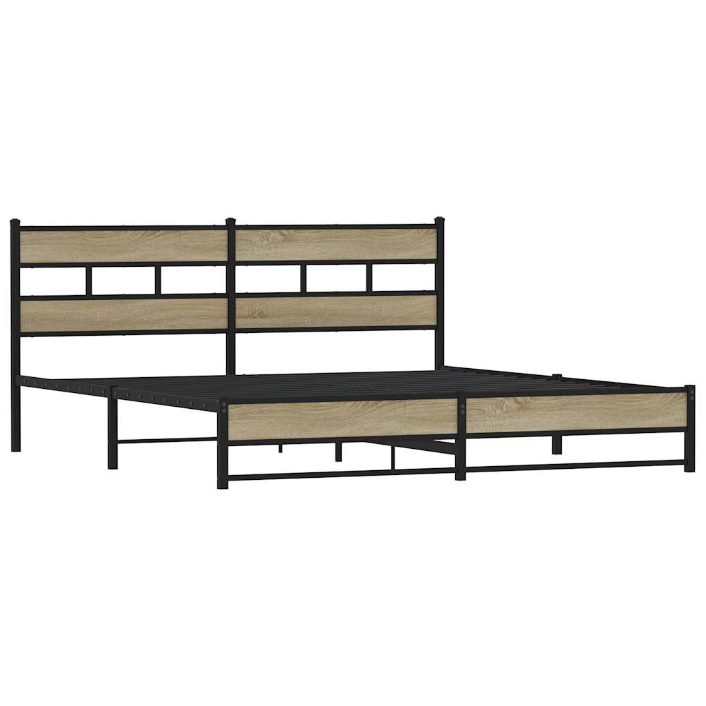 vidaXL Metal Bed Frame without Mattress Sonoma Oak 180x200 cm Super King