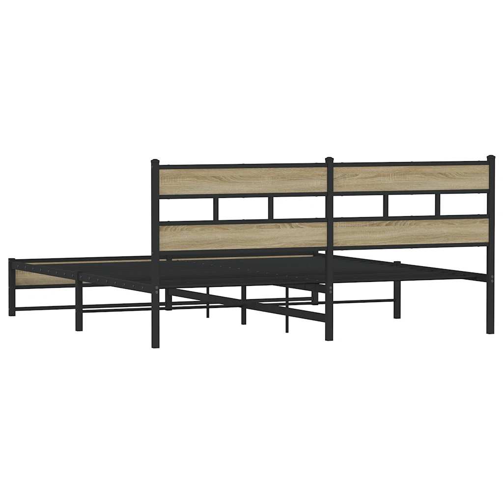 vidaXL Metal Bed Frame without Mattress Sonoma Oak 180x200 cm Super King