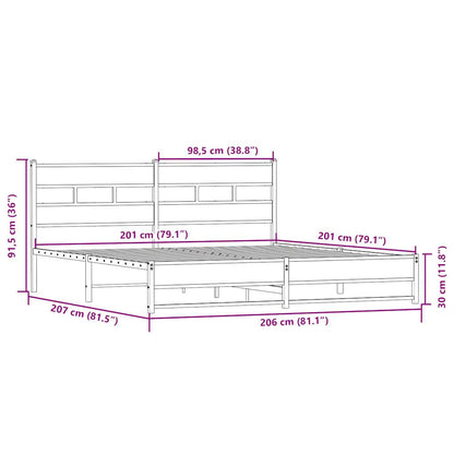 vidaXL Metal Bed Frame without Mattress Sonoma Oak 200x200 cm