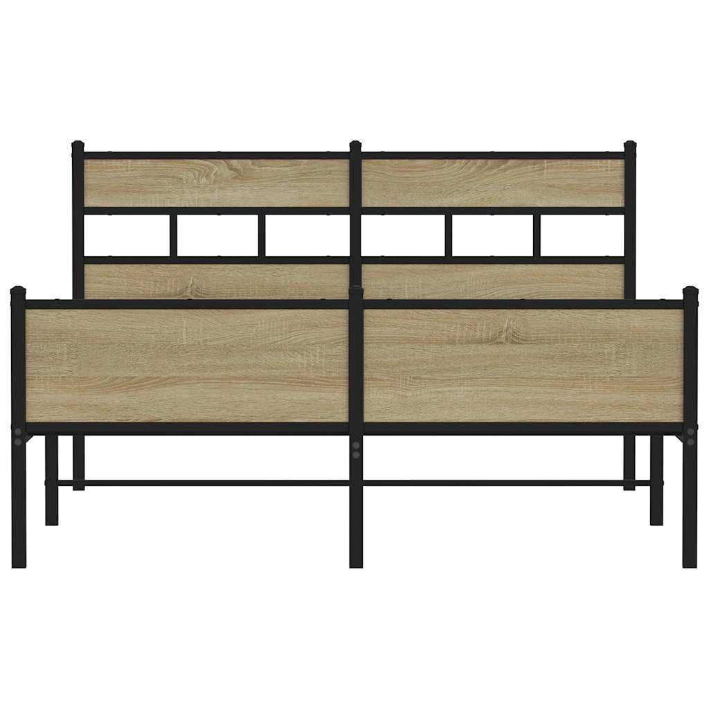 vidaXL Metal Bed Frame without Mattress Sonoma Oak 160x200 cm