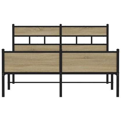 vidaXL Metal Bed Frame without Mattress Sonoma Oak 160x200 cm