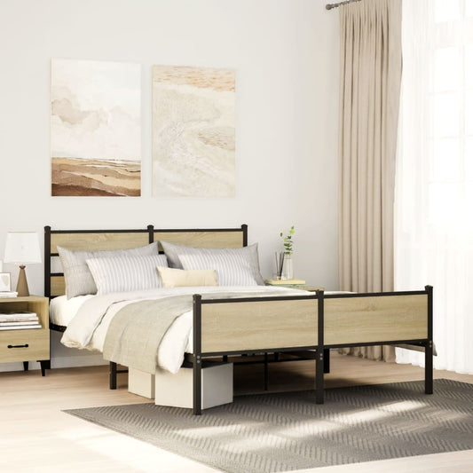 vidaXL Metal Bed Frame without Mattress Sonoma Oak 160x200 cm